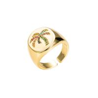 cobre Cuff Ring Finger, cromado de cor dourada, Ajustável & micro pavimento em zircônia cúbica & para mulher, Mais cores pare escolha, 20mm, vendido por PC