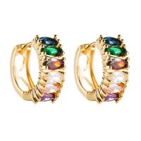 Brass Lever Back Earring gold color plated micro pave cubic zirconia & for woman multi-colored Sold By Pair