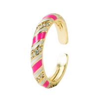 Brass Cuff Finger Ring, gold color plated, Adjustable & micro pave cubic zirconia & for woman & enamel, more colors for choice, 20mm, Sold By PC