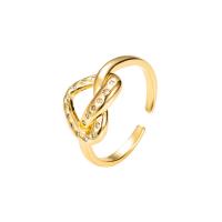 Латунь Манжеты палец кольцо, плакирован золотом, Регулируемый & разные стили для выбора & инкрустированное микро кубического циркония & Женский, 20mm, продается Пара