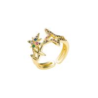 Латунь Манжеты палец кольцо, плакирован золотом, Регулируемый & инкрустированное микро кубического циркония & Женский & отверстие, Много цветов для выбора, 20mm, продается PC