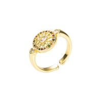 Messing Manchet Finger Ring, gold plated, Verstelbare & micro pave zirconia & voor vrouw, 20mm, Verkocht door PC
