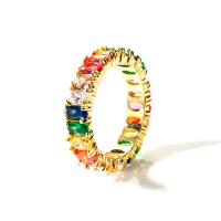 metal anillo, chapado en color dorado, diverso tamaño para la opción & micro arcilla de zirconia cúbica & para mujer, multicolor, 25x5mm, Vendido por UD