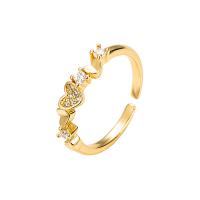 Brass Cuff Finger Ring, gold color plated, Adjustable & different styles for choice & micro pave cubic zirconia & for woman, 20mm, Sold By PC