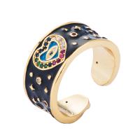 Brass Cuff Finger Ring gold color plated Adjustable & micro pave cubic zirconia & for woman & enamel 20mm Sold By PC