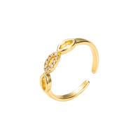 Brass Cuff Finger Ring, gold color plated, Adjustable & different styles for choice & micro pave cubic zirconia & for woman, 20mm, Sold By PC