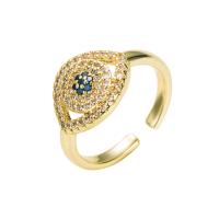 Латунь Манжеты палец кольцо, плакирован золотом, Регулируемый & разные стили для выбора & инкрустированное микро кубического циркония & Женский, 20mm, продается PC