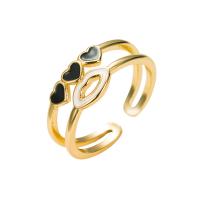 Brass Cuff Finger Ring, gold color plated, Adjustable & different styles for choice & micro pave cubic zirconia & for woman & enamel, 20mm, Sold By PC
