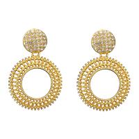 Tibetan Style Drop Earrings, gold color plated, fashion jewelry & different styles for choice & for woman & with rhinestone, nickel, lead & cadmium free, 34x50mm, Sold By Pair