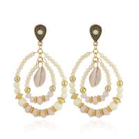 Zinc Alloy Drop Earrings with Shell & Copper Coated Plastic & Plastic plated fashion jewelry & for woman & with rhinestone nickel lead & cadmium free Sold By Pair