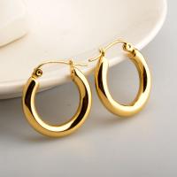 Acier titane boucle d'oreille cercle, bijoux de mode & pour femme, doré, 23.50x4mm, Vendu par paire