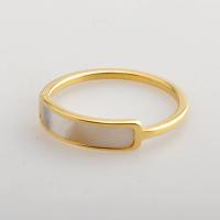 Titanium Steel Finger Ring, -val White Shell, divat ékszerek & különböző méretű a választás & a nő, aranysárga, 4.30x1.50mm, Által értékesített PC