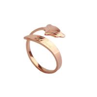 Titanium Steel Cuff Finger Ring 18K gold plated fashion jewelry & for woman rose gold color US Ring Sold By PC