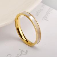 Titanium Steel Finger Ring, with White Shell, Vacuum Ion Plating, fashion jewelry & different size for choice & for woman, golden, 3x1.70mm, Sold By PC