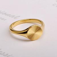Titan Stål Finger Ring, mode smycken & olika storlek för val & för kvinna, gyllene, 10x2mm, Säljs av PC