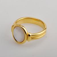 Titanium Steel Finger Ring, -val White Shell, divat ékszerek & különböző méretű a választás & a nő, aranysárga, 13x3.70mm, Által értékesített PC