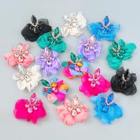 Rhinestone Earring Zinc Alloy with Cloth fashion jewelry & for woman & with glass rhinestone & with rhinestone Sold By Pair