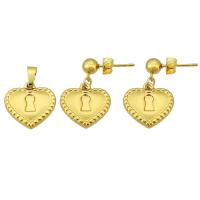 Fashion Stainless Steel Jewelry Sets pendant & earring 316 Stainless Steel Heart Vacuum Plating 2 pieces & fashion jewelry & for woman golden Sold By Lot