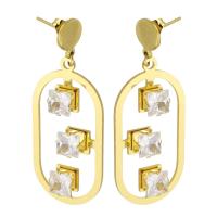Stainless Steel Drop Earring 316 Stainless Steel Vacuum Plating fashion jewelry & for woman & with rhinestone golden 49mm Sold By Lot