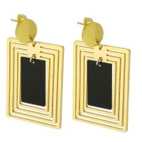 Stainless Steel Drop Earring 316 Stainless Steel with Acrylic Rectangle gold color plated fashion jewelry & for woman black Sold By Lot