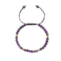 Amethyst Bracelet, with 201 Stainless Steel, Vacuum Ion Plating, Adjustable & fashion jewelry & Unisex, purple, 4mm, Length:Approx 15-19 cm, Sold By PC