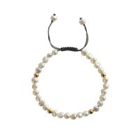 Perlas de plástico ABS Pulsera, con Acero inoxidable 201, Ajustable & Joyería & unisexo, Blanco, 3.5-4.5mm, longitud aproximado 15-19 cm, Vendido por UD