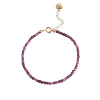 Garnet Bracelet with 201 Stainless Steel with 5cm extender chain Vacuum Ion Plating fashion jewelry & for woman purple 2mm Length Approx 14-18 cm Sold By PC