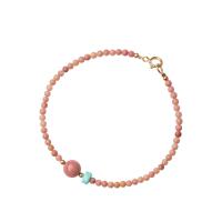 Rhodochrosite Bracelet with 201 Stainless Steel Vacuum Ion Plating fashion jewelry & for woman pink 2mm Length Approx 14 cm Sold By PC