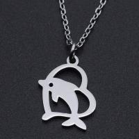 Titanstahl Halskette, Dolphin, unisex & hohl, keine, 14x18mm, Länge:ca. 40 cm, 10PCs/Tasche, verkauft von Tasche