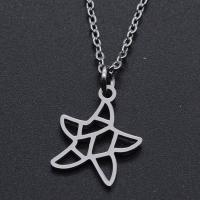 Titanium Steel Necklace, Starfish, Vacuum Ion Plating, Unisex & hollow, more colors for choice, 13x15.50mm, Length:Approx 40 cm, 10PCs/Bag, Sold By Bag