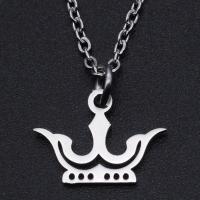 Titanium Steel Necklace Crown Vacuum Ion Plating Unisex Length Approx 40 cm Sold By Bag