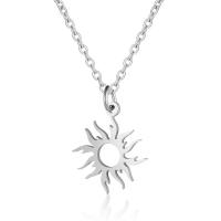 Titanium Steel Necklace Sun Vacuum Ion Plating Unisex & hollow Length Approx 40 cm Sold By Bag