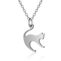 Titanium Steel Necklace Cat Vacuum Ion Plating Unisex Length Approx 40 cm Sold By Bag