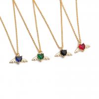 Brass Necklace with Crystal Heart gold color plated for woman nickel lead & cadmium free Length 15.75 Inch Sold By PC