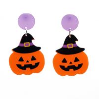 Acrylic Jewelry Earring, with Iron, silver color plated, Halloween Design & different styles for choice, mixed colors, Sold By Pair
