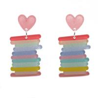 Acrylic Jewelry Earring, with Iron, silver color plated, for woman, more colors for choice, 50x26mm, Sold By Pair