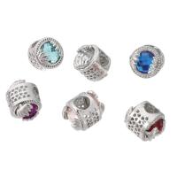 Zinc Alloy Large Hole Bead with Crystal Round silver color plated DIY nickel lead & cadmium free Approx 5mm Sold By PC