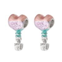 Zinc Alloy Enamel Pendants Heart silver color plated DIY mixed colors nickel lead & cadmium free Approx 4mm Sold By PC