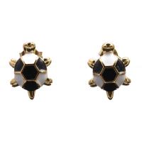 Brass Stud Earring, Turtle, gold color plated, for woman & enamel, more colors for choice, nickel, lead & cadmium free, 15x12mm, Sold By Pair