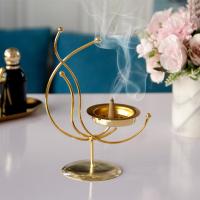 Iron Incense Burner, half handmade, for home and office & durable, golden, nickel, lead & cadmium free, 130x68x165mm, Sold By PC