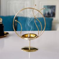 Iron Incense Burner, plated, for home and office & durable, golden, nickel, lead & cadmium free, 170x68x180mm, Sold By PC