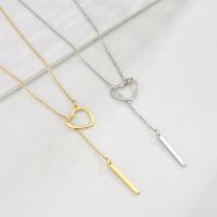 Stainless Steel Jewelry Necklace 316L Stainless Steel with 1.97inch extender chain Heart Vacuum Ion Plating fashion jewelry & Unisex 11.7*12.7mm 20*1.8mm Length Approx 17.72 Inch Sold By PC