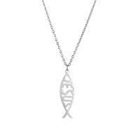 Stainless Steel Jewelry Necklace 316L Stainless Steel with 1.97inch extender chain Fish fashion jewelry & Unisex original color Length Approx 17.72 Inch Sold By PC
