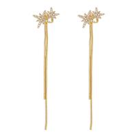 Fashion Fringe Earrings Zinc Alloy Eight Point Star gold color plated fashion jewelry & for woman & with rhinestone golden nickel lead & cadmium free Sold By Pair