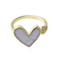 Resin Finger Ring Zinc Alloy with Resin Heart gold color plated fashion jewelry & for woman & with rhinestone golden nickel lead & cadmium free 17mm Sold By PC