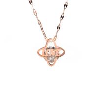 Titanium Steel Necklace, with 5cm extender chain, Cross, Vacuum Ion Plating, fashion jewelry & for woman & with rhinestone, rose gold color, Length:45 cm, Sold By PC