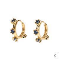 Messing Huggie Hoop Earring, gold plated, micro pave zirconia & voor vrouw, meer kleuren voor de keuze, 4x5mm, Verkocht door pair