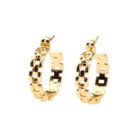 Brass Stud Earring gold color plated for woman & hollow Sold By Pair