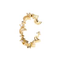 Cubique anneau en laiton Circonia Micro Pave, Placage de couleur d'or, Réglable & pavé de micro zircon & pour femme, Vendu par PC