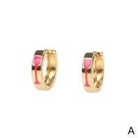 Brass Huggie Hoop Earring, gold color plated, for woman & enamel, more colors for choice, Sold By Pair